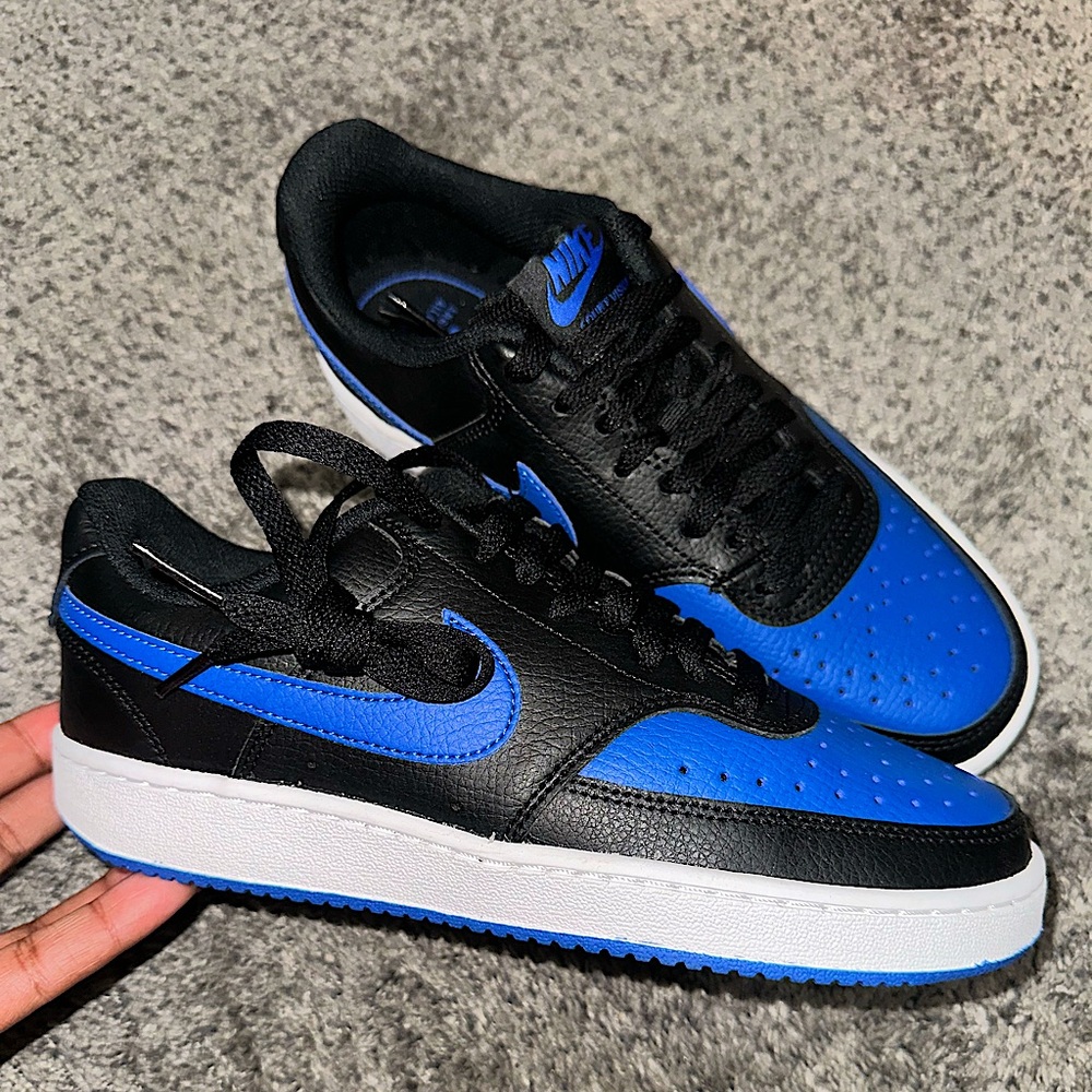 Nike Men’s Court Vision Low Black Game Royal Blue NEW Shoes Sneakers Size 6